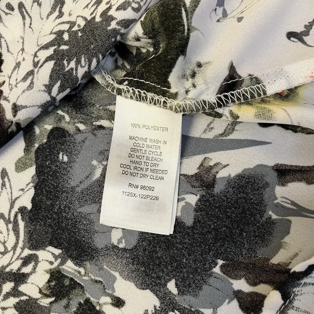 Dalia Blouse Womens 1X Floral Multicolored 3/4 Sleeve Boho Artsy Abstract - Picture 10 of 13